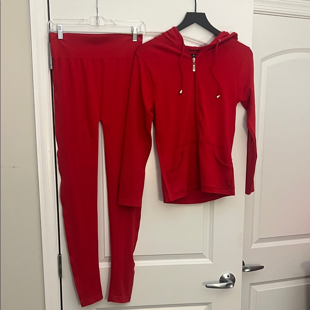 Red Hoodie and Leggings Set